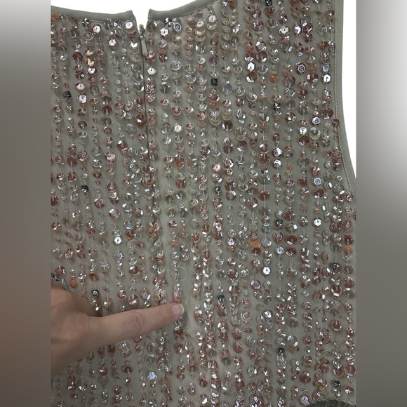 Mac Duggal Nude Sequin Midi Sheath Dress Size 8 Formal $298 Few Missing Sequins - Picture 8 of 10